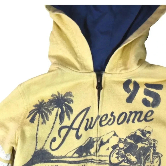 OshKosh Hoodie Size 6 Speed Machine Motorcycle Racer Palm Trees Yellow Stripes - Picture 2 of 8